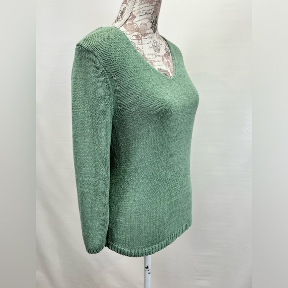 RENA ROWAN Moss green open weave V neck sweater size S. - Picture 7 of 12